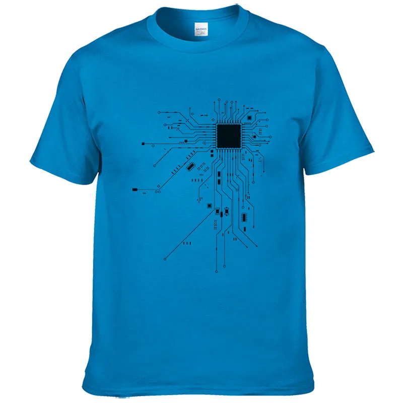 Deep Blue Cpu Core Heart Футболка мужская повседневная для компьютерщика, геймера PC Nerd Hacker летняя футболка с коротким рукавом хлопок футболки европейский размер - Цвет: Deep Blue