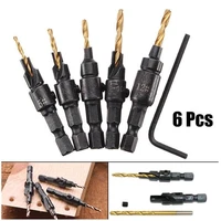 wenxing 5pcs countersink drill woodworking drill bit set drilling pilot holes for screw sizes 5 6 8 10 12