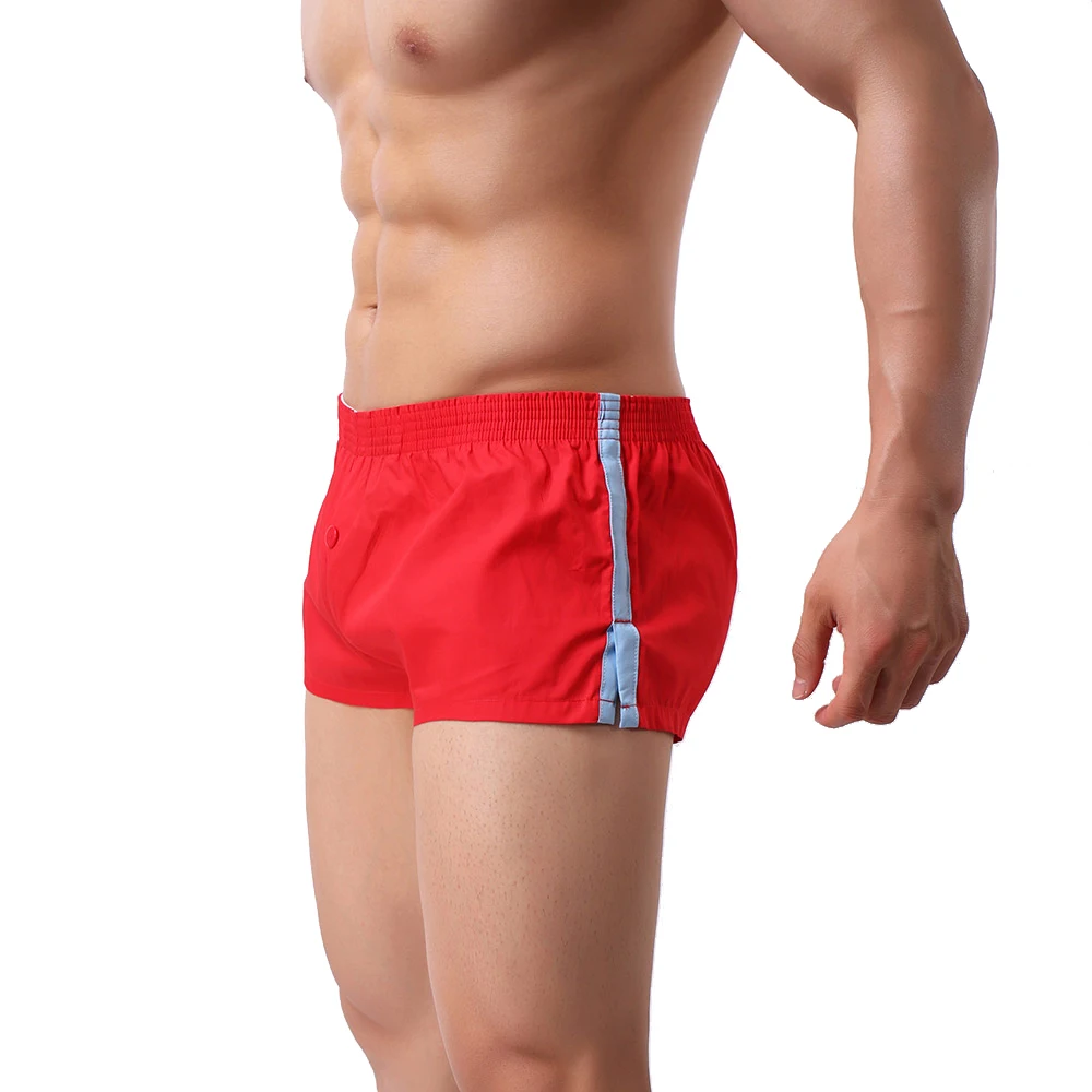 

2021 Men Sleepwear Sexy Comfortable Loose Large Size Boxer Woven Cotton Button Home Pants
