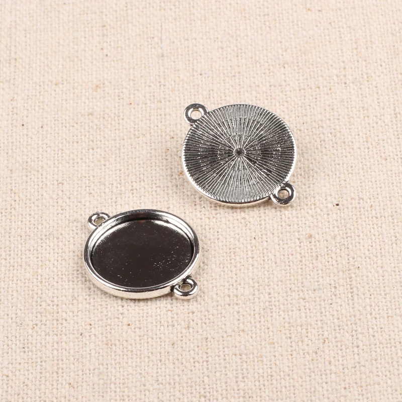 50 шт. Круглые античные серебряные настройки кабошона подходят 16 мм Пустые