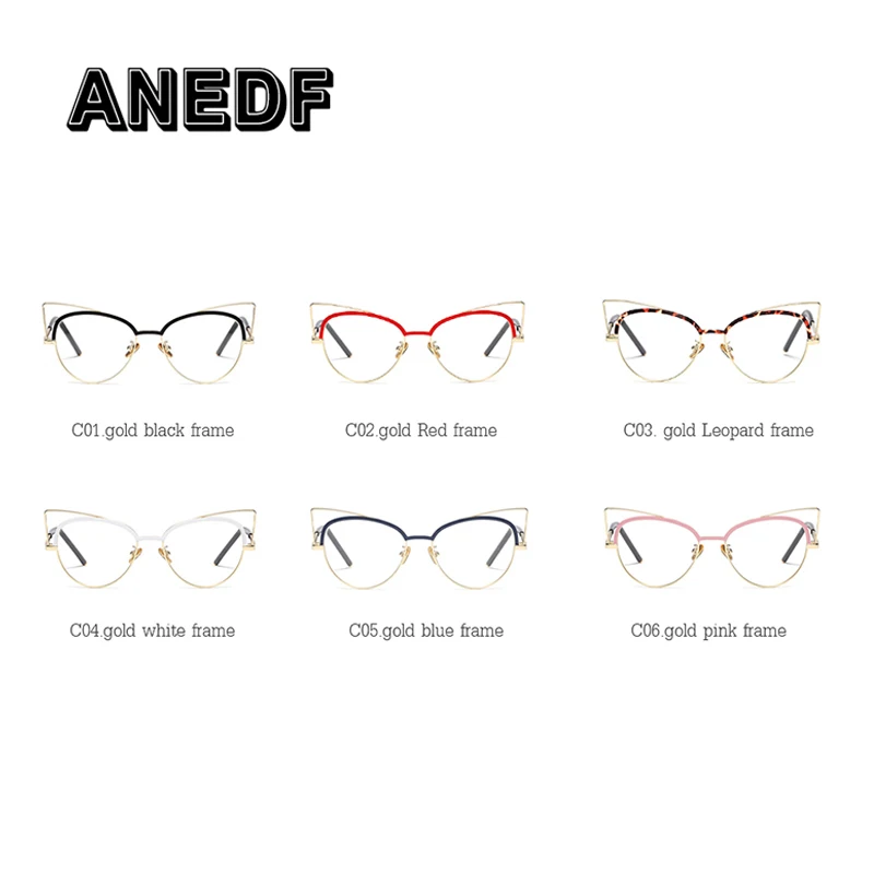 ANEDF Fashion Cat Eye Read Glasses Frame Women Clear Lens Big Metal Retro Female Eyeglasses | Аксессуары для одежды