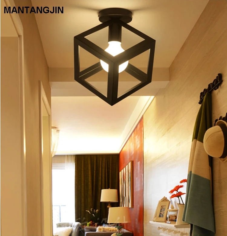 Черные потолочные светильники в скандинавском стиле с розеткой E27 модные