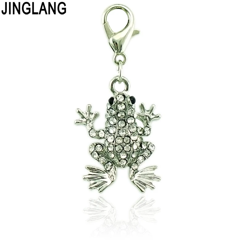 JINGLANG модные Очаровательные 2 цвета Стразы застежка лобстер зеленая белая лягушка