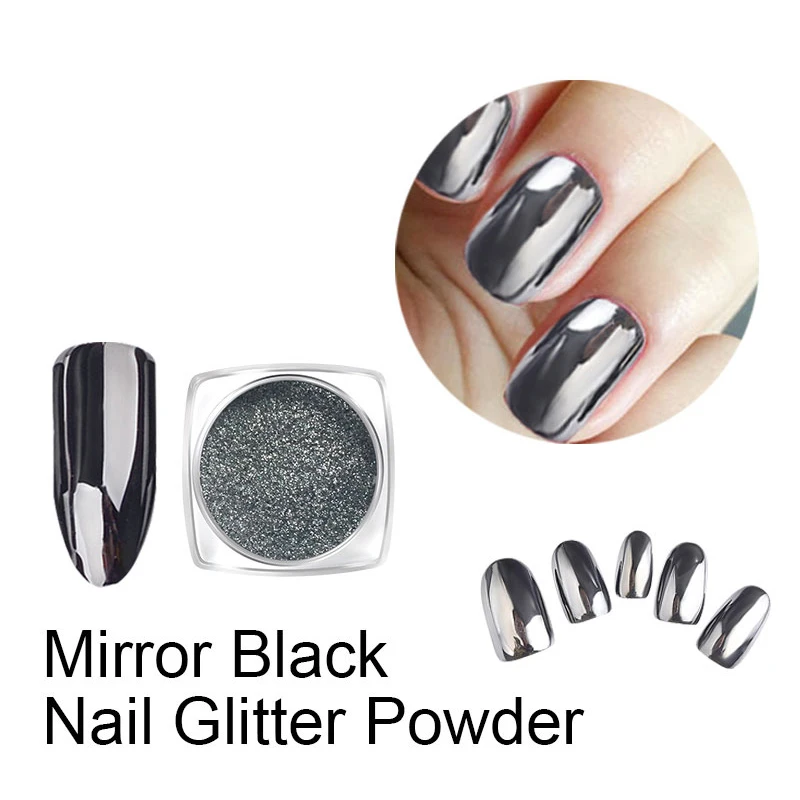 10 компл./упак. черное зеркало для ногтей Блестящий Порошок пистолет
