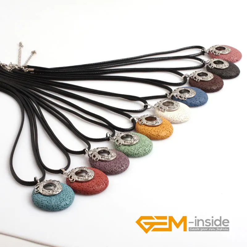 Вулканическая лава для монет 40 мм кожаное ожерелье с подвеской из губчатого