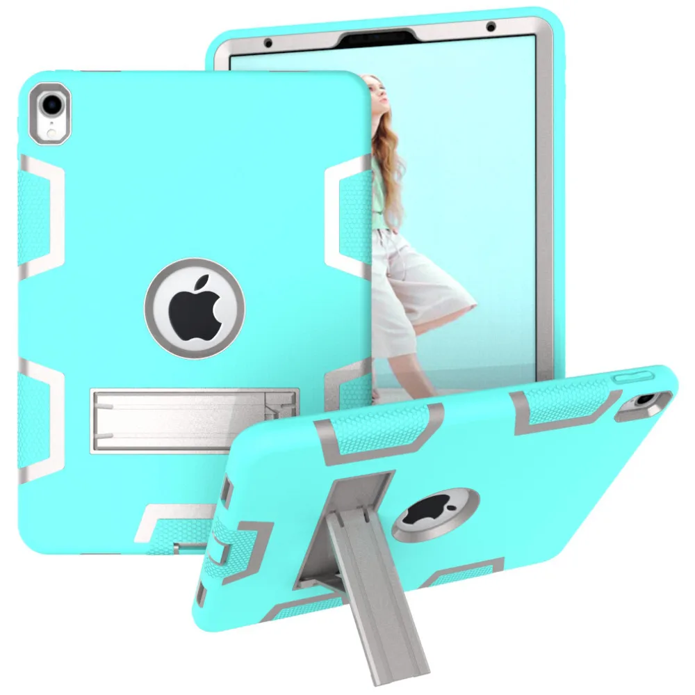 Чехол Funda Shell Capa Cover для Apple iPad Pro 11 дюймов 2018 года из силикона, ударопрочный, резиновый, жесткий, с подставкой.