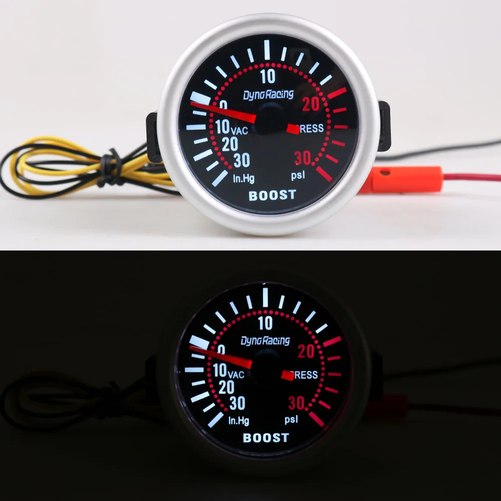 Dynoracing 2 дюймовый 52 мм Универсальный 12 В светодиодный дымовой объектив 0 ~ 30Psi