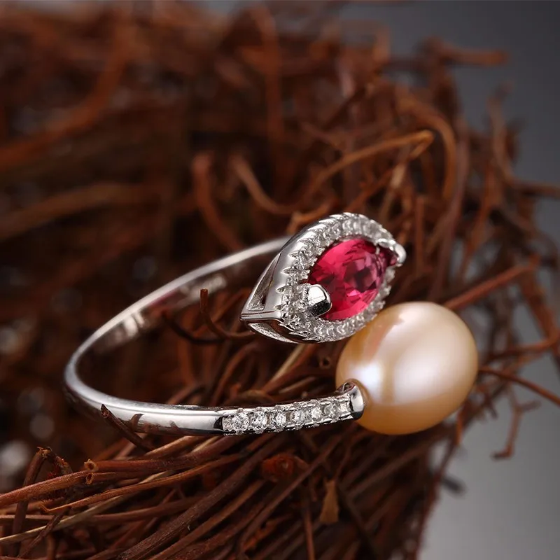 trendy 8-9mm water drop natural pearl rings for women gift and high luster AAAA freshwater adjustable ring cpr039 | Украшения и