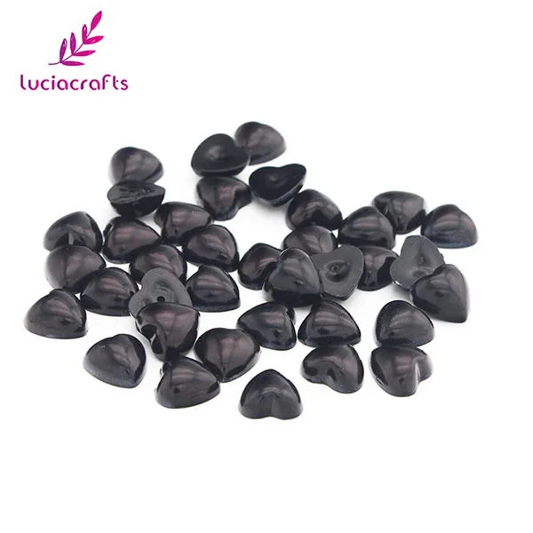 Black 48pcs Lucia crafts 48 шт/144 шт 10 мм плоские с оборота полусердечки имитация жемчуга бусины ABS для DIY ручной работы украшение для альбома F0302 - Цвет: Black 48pcs