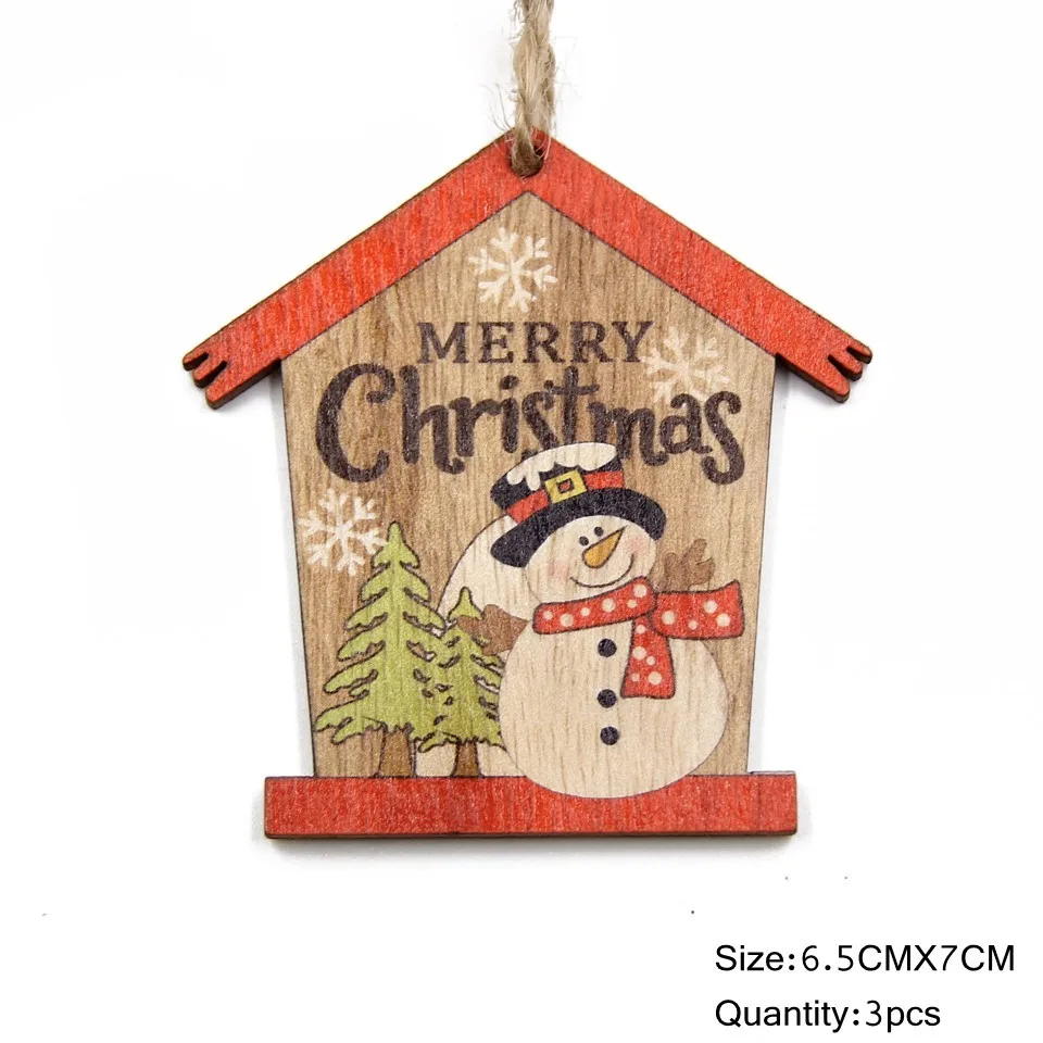 3PCS-Type B-snowman2 3 шт мульти креативный дом Рождественские Деревянные Подвески Рождественская елка украшения дома Рождественская вечеринка украшения DIY деревянные поделки подарок - Цвет: 3PCS-Type B-snowman2