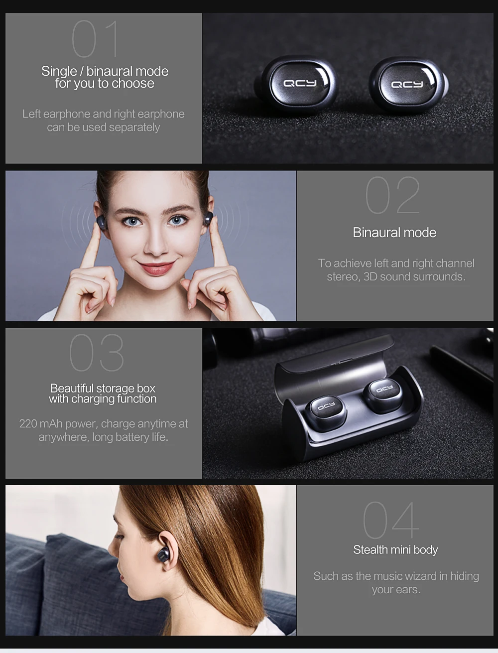 QCY Q29 TWS бизнес bluetooth V4.1 наушники стерео гарнитура беспроводные наушники-вкладыши геймер с микрофоном громкой связи и QCY коробка для хранения