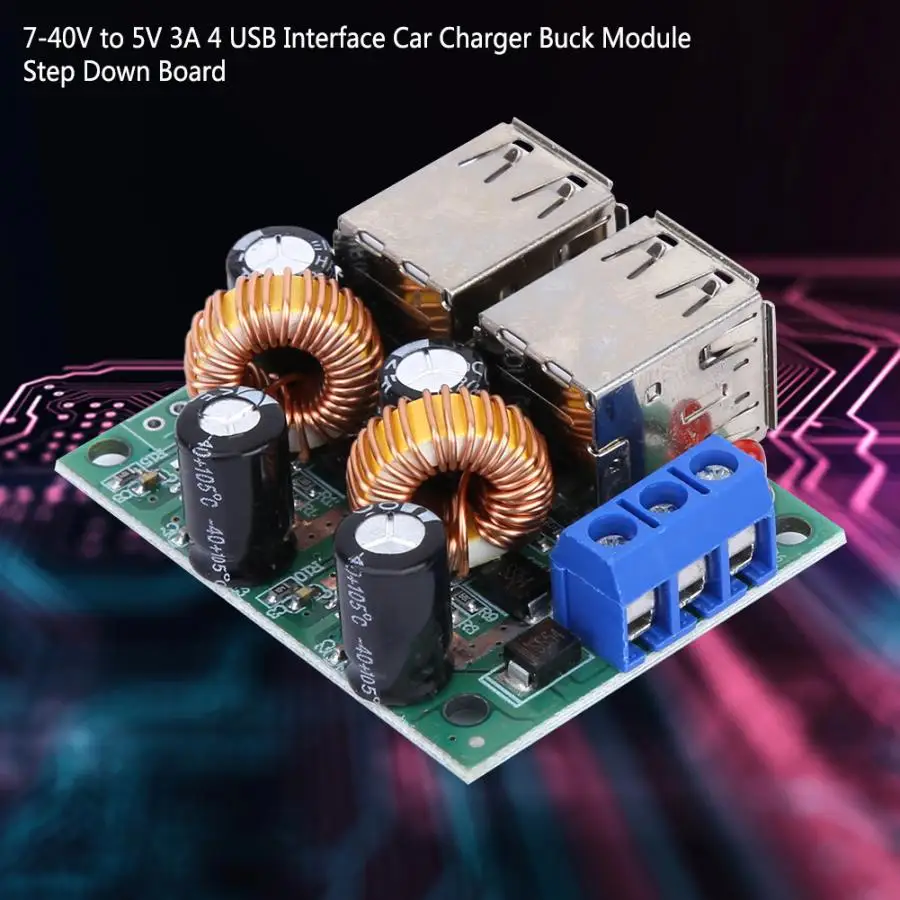 Плата для зарядного устройства USB 7 40V до 5V 3A 4 интерфейс Автомобильное зарядное
