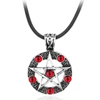 Ожерелье с подвеской в виде пентаграммы из сверхъестественной серии с веревочной цепочкой, ожерелья с подвесками Дина винчестера, посеребренные ювелирные изделия с красным кристаллом