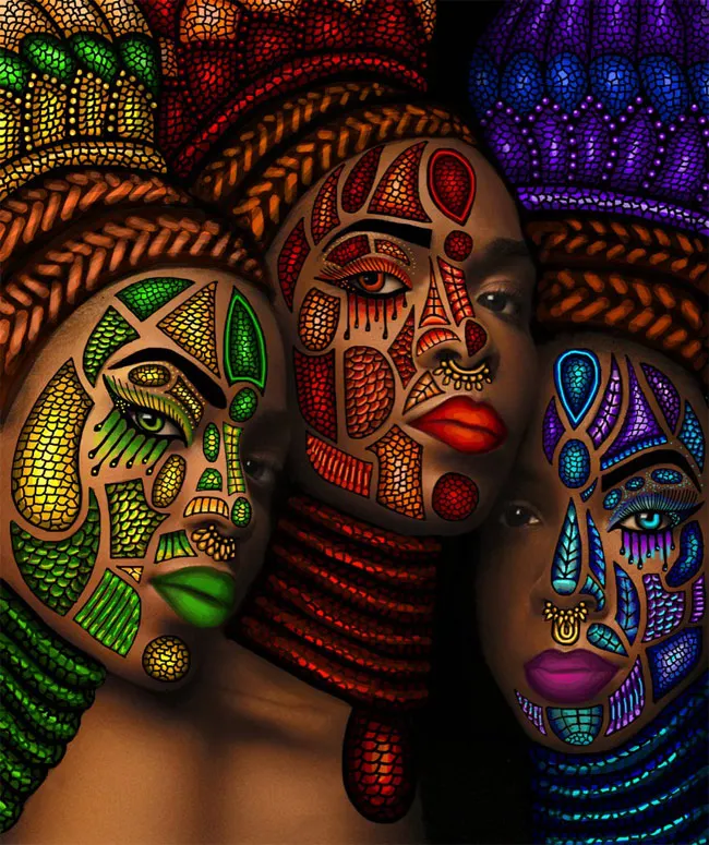 5D DIY Full Square/Round Diamond Painting Cross Stitch African Women Diamond Embroidery Diamond Mosaic Paintings Home Decor Gift - Цвет: DP-857-1