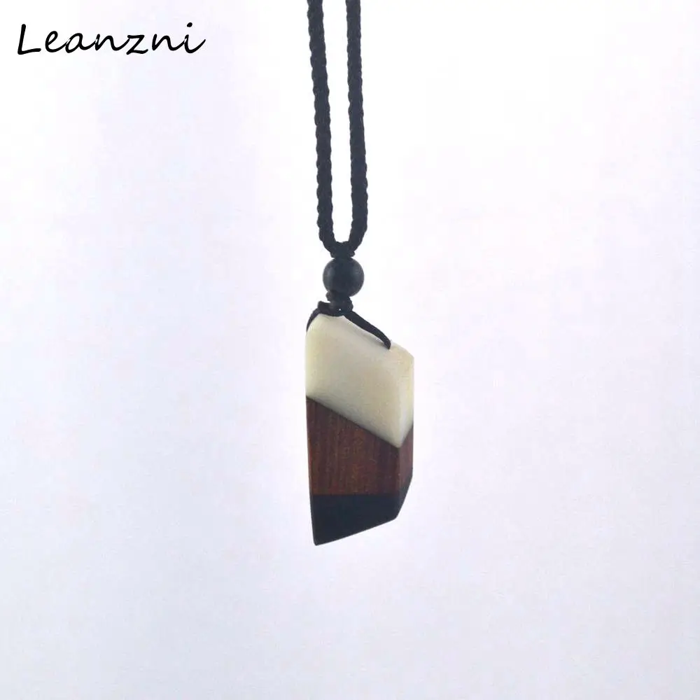 Черно-белый кулон Leanzni с ручной подвеской из дерева и смолы мужские женские