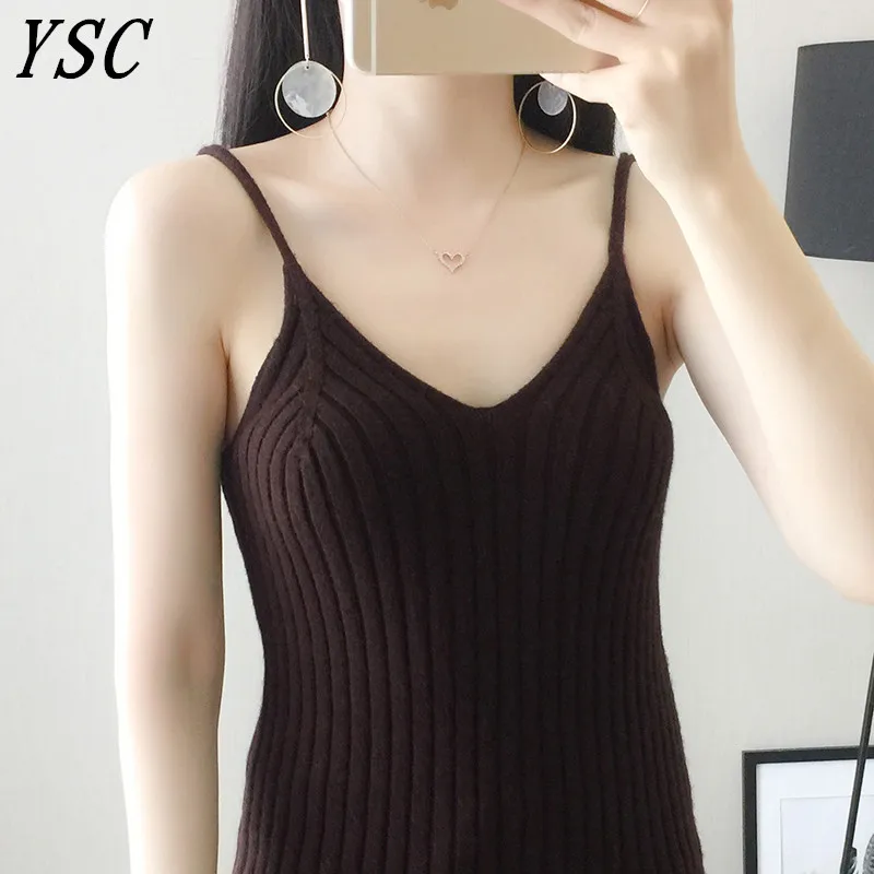 Yunshucloset весна лето новый шаблон женская вязаная шерстяная жилетка сплошной цвет V