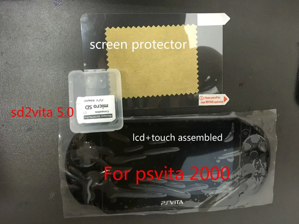 With free screen protector and sd2vita 5.0 for original new for psvita for ps vita 2000 lcd display screen assembled