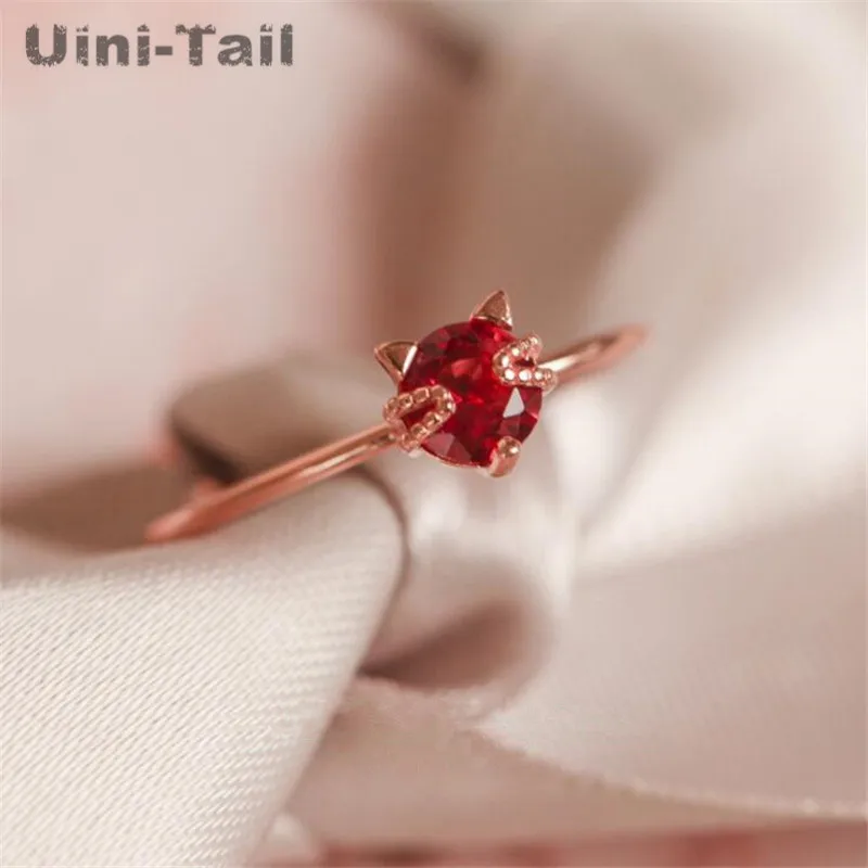 

Uini-Tail 2019 hot sale 925 sterling silver Korean red cat opening ring fashion personality sweet trend high quality jewelry