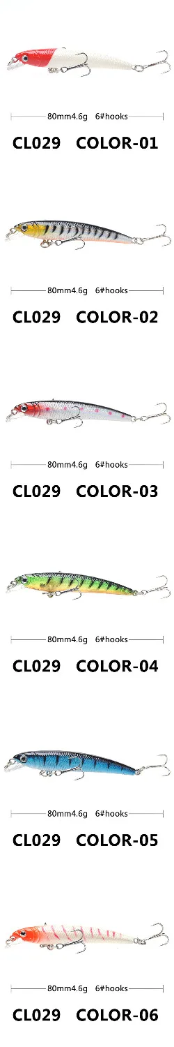 6 цветов жесткая Рыболовная Приманка Minnow ABS пластиковые Картеры 8 см 4 г воблеры рыболовный крючок с