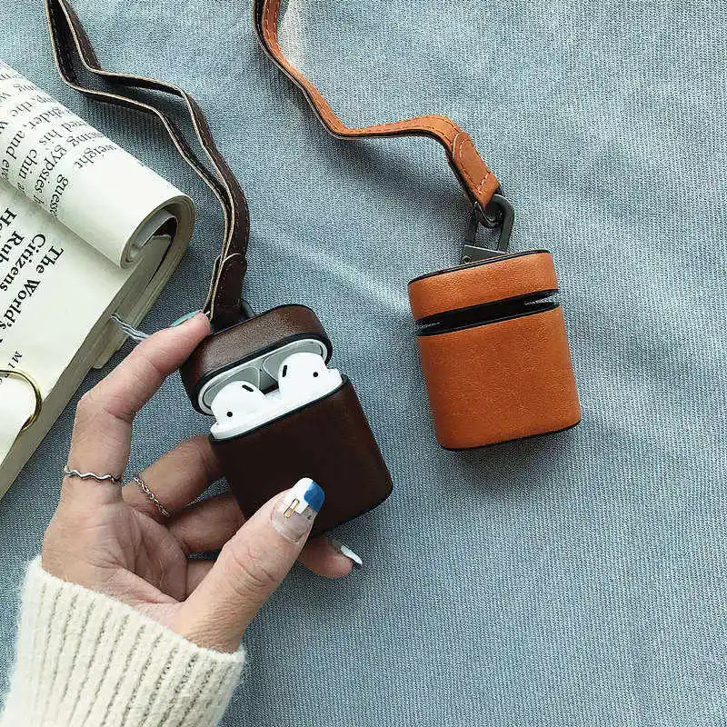 Роскошный деловой защитный чехол для Airpods из натуральной кожи, противоударный чехол для Air Pods, защитная коробка для Airpod