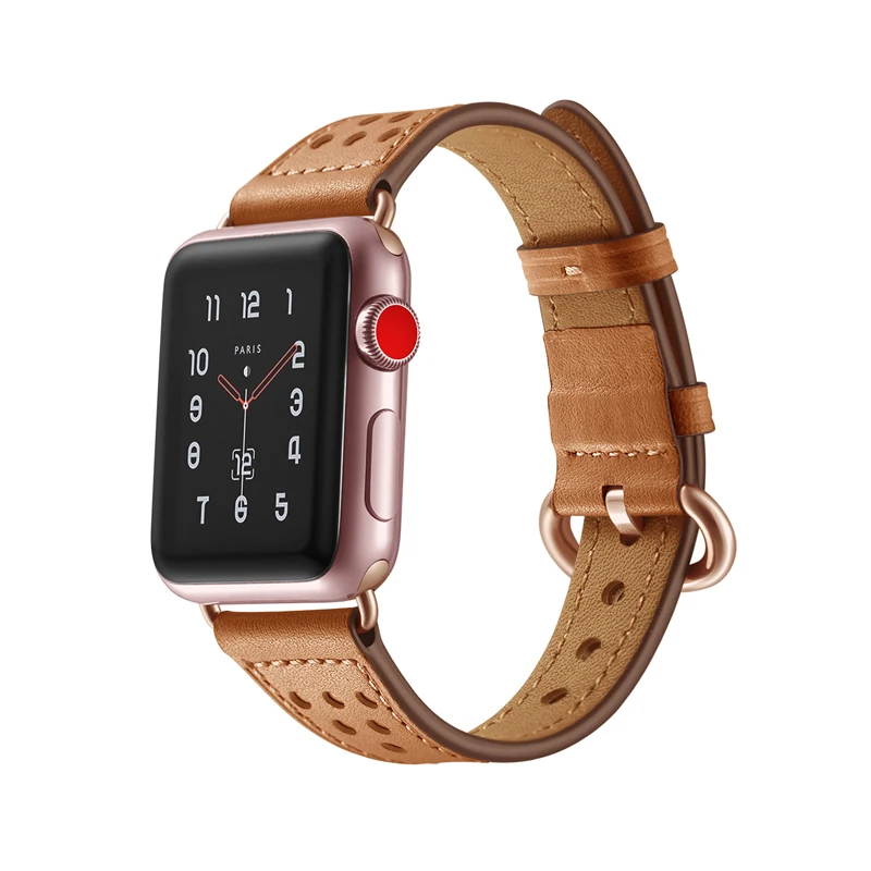 Ремешок из натуральной кожи для apple watch 6 band 44 мм 40 42 38 браслет iwatch series