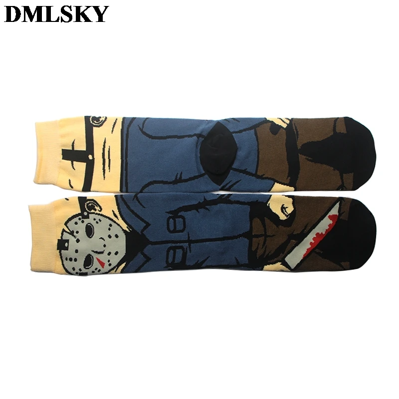 DMLSKY Friday the 13t забавные Женские носочки мужские модные хлопковые носки с 3D принтом носки с рисунками новинка носки M3720