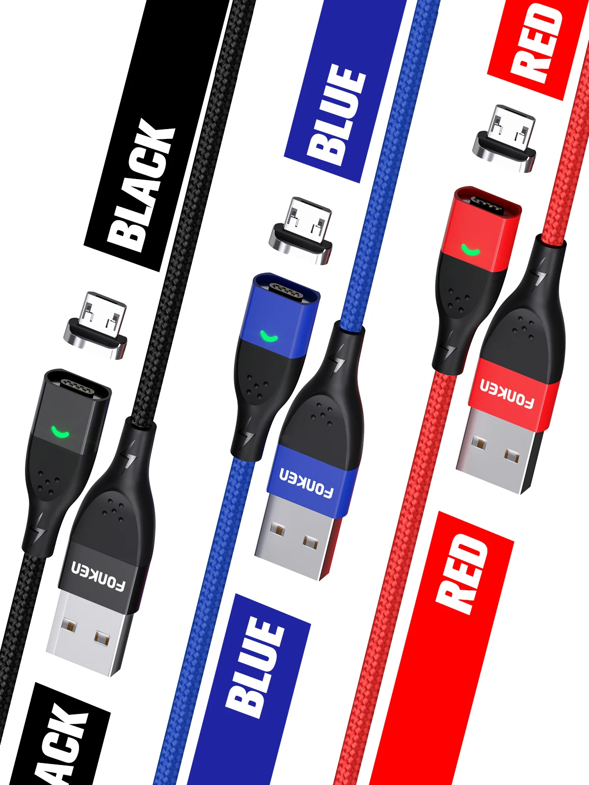 FONKEN Micro USB Магнитный кабель быстрое зарядное устройство магнит Тип C провод для быстрого заряда 1 м 2 м Android мобильный телефон планшет светодиодный шнур данных