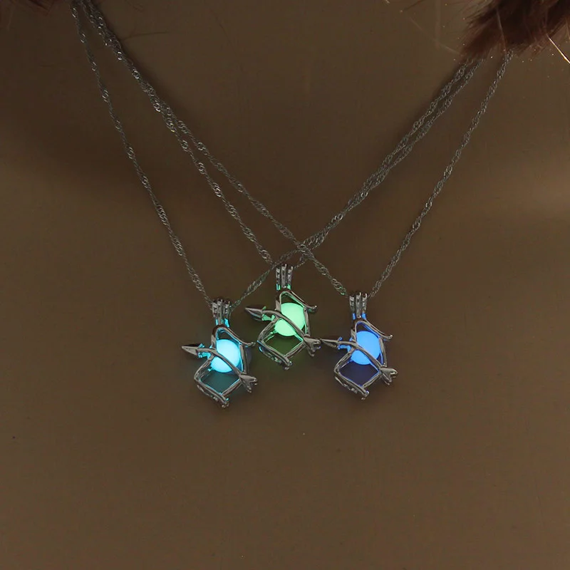 3 цвета Очарование Амулет цель светящийся камешек кулон ожерелье светится в