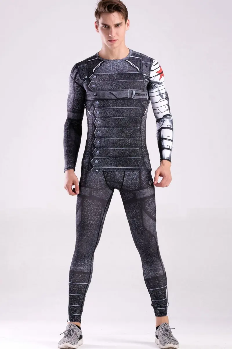 Красный Плюм мужской компрессионный тренировочный топ Зимний воин косплей с