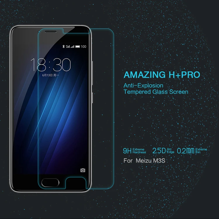 Закаленное стекло NILLKIN 9H + Pro 2.5D Защита экрана для Meizu M3S Meilan ультратонкое 0 2 мм с