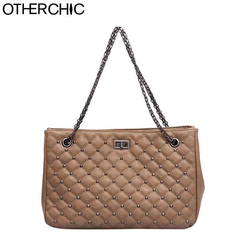OTHERCHIC большая емкость Брендовое шипованное плечо сумка женская дизайнерская с