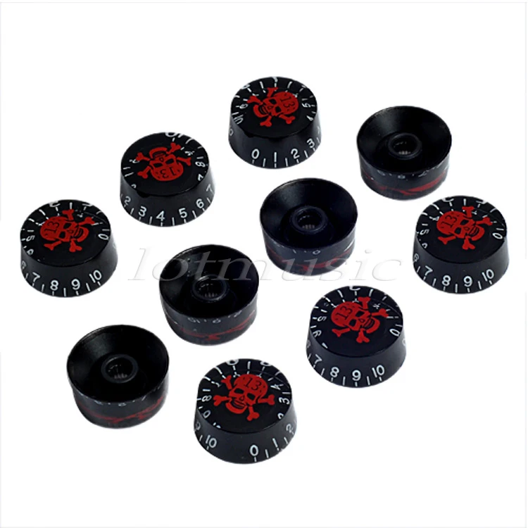 10 шт. гитарные скоростные ручки с красным черепом и логотипом скрещенных костей