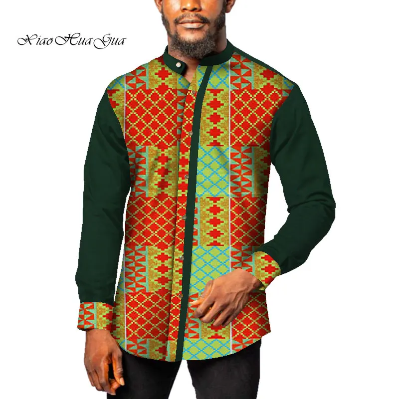 Dashiki Мужская ручная работа традиционный базин богатые топы Повседневная рубашка