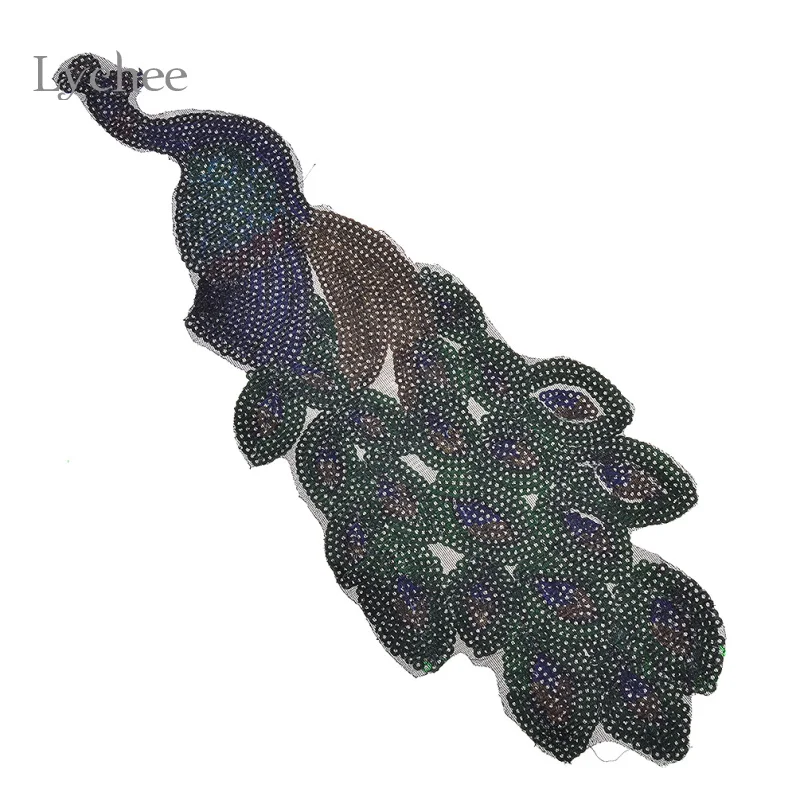 Lychee Life 1 шт. вышивка павлина с блестками нашивка вышитая аппликация на одежду