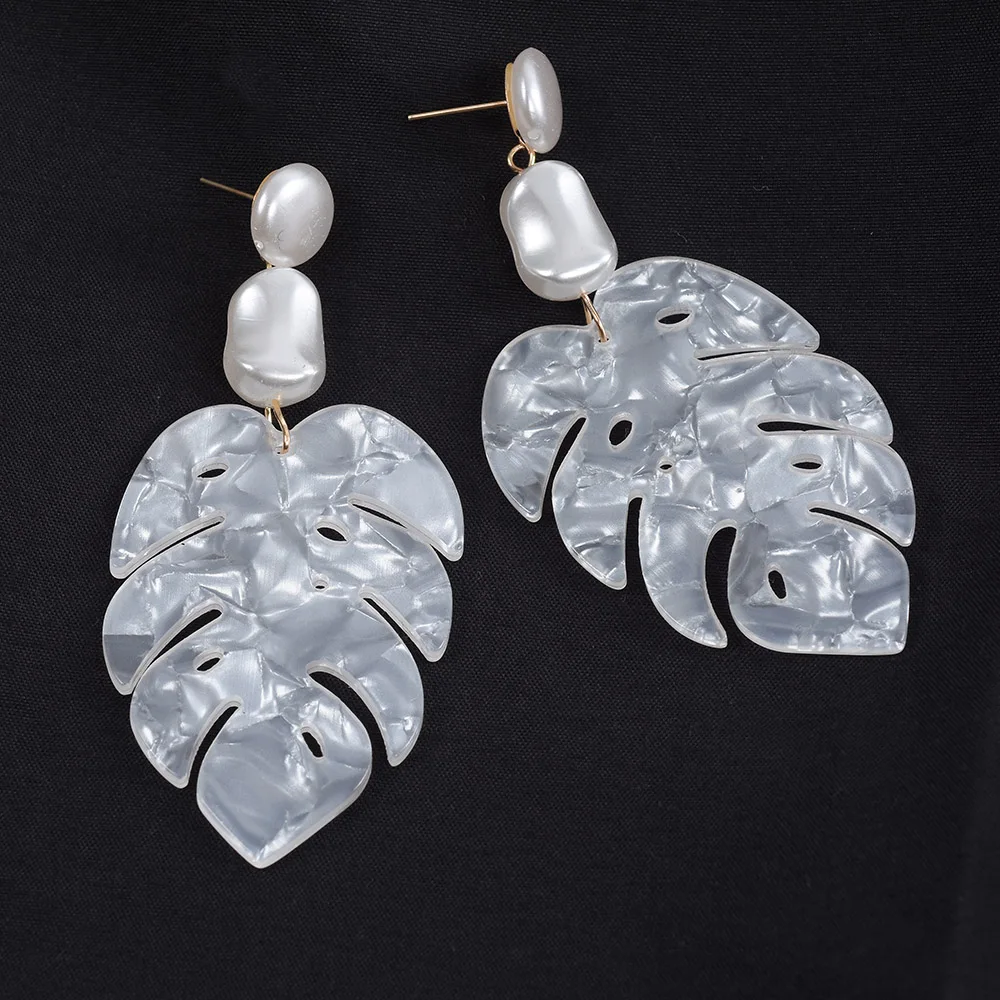 Женские серьги подвески с искусственным жемчугом в этническом