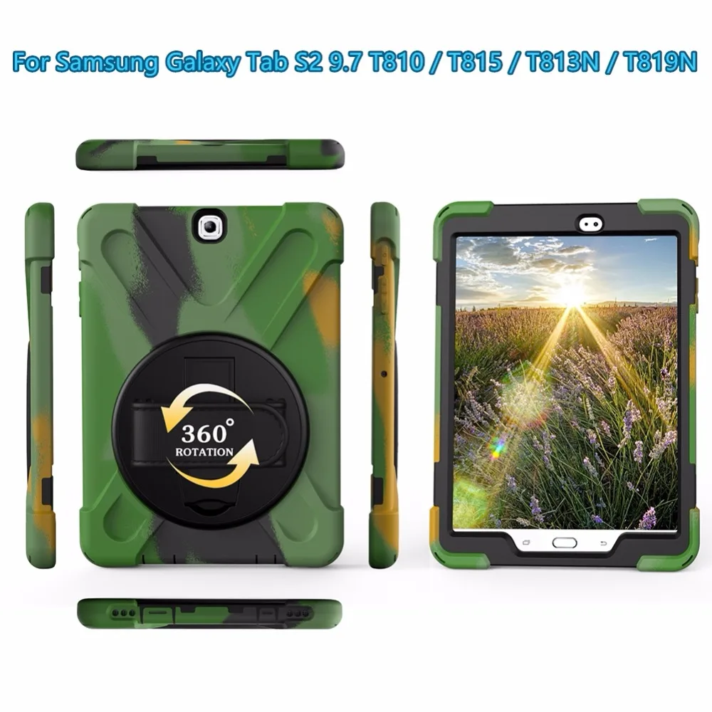 Трехслойный Прочный чехол для Samsung Galaxy Tab S2 9 7 T810/T815/T813N/T819N с поворотной подставкой