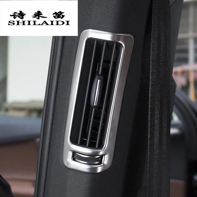 

Car Styling B pillar air conditioning AC Outlet sequins frame covers stickers Trim For Audi Q7 stainless steel Auto Accessories