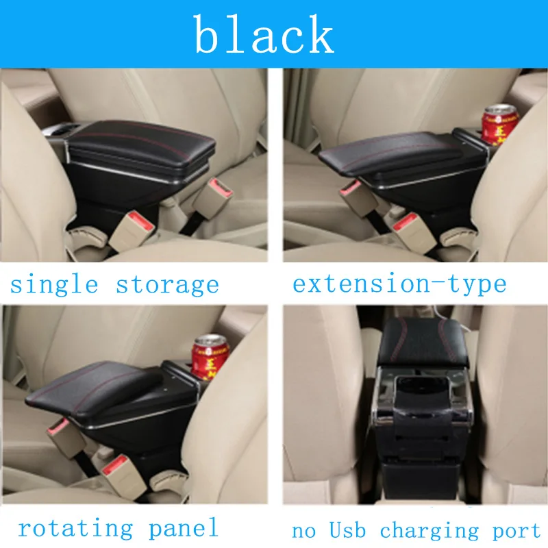 D-black Модификация автомобиля подвижная центральная консоль подлокотник коробка для Mitsubishi Lancer 10 ASX Pajero X Ford Focus 2 3 Fiesta Citroen C4 C5 C3 - Название цвета: D-black