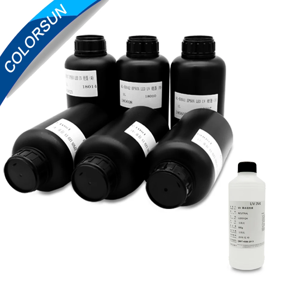 

Colorsun 6*500 мл импортные светодиодные УФ-чернила, 500 мл чистящая жидкость для УФ-принтера