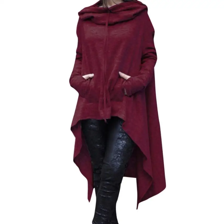 Women Casual Irregular Hood Sweatshirt Hooded Ladies Long Pullover Blouse Tops winter warm women's hoodies female jacket coat#20 | Женская
