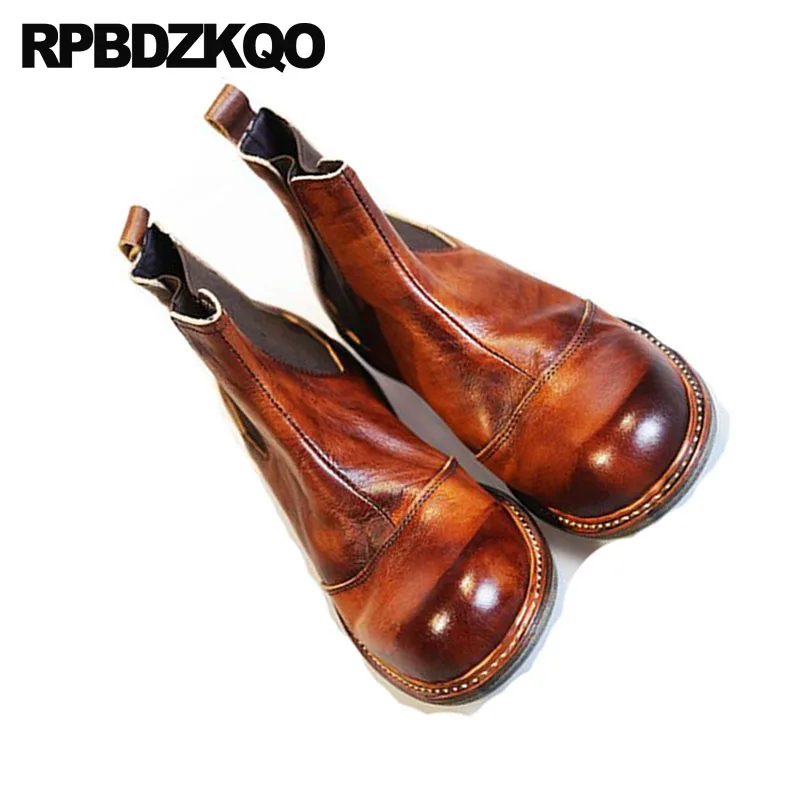 2018 осень осенняя ботильоны слипоны короткие мужская коренастый итальянский