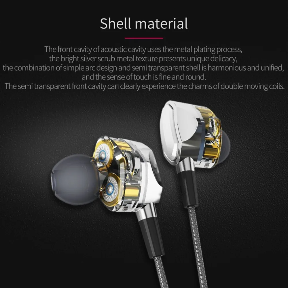G2 HiFi Earphones Dual Dynamic Driver 4D Stereo Surround Professional Noise Cancelling HIFI Earbuds With Mic | Электроника