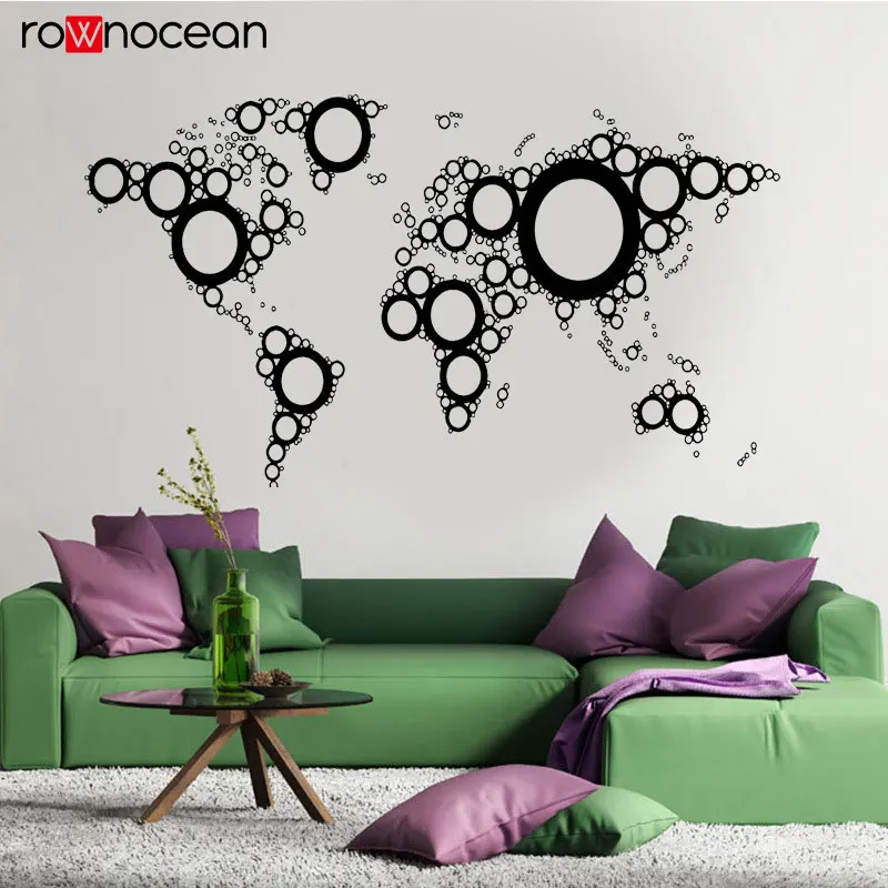 Креативный дизайн Карта мира круг винил домашний декор наклейка на стену интерьер наклейки для гостиной