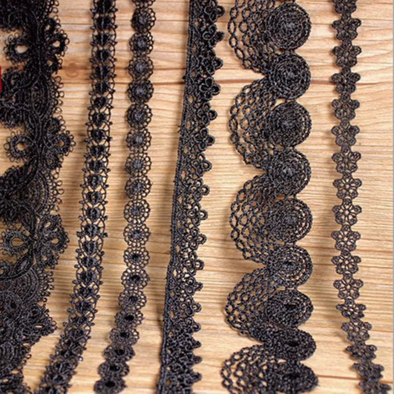 3 м черный кружевной отделкой лента для аппликации из полиэстера костюм домашний