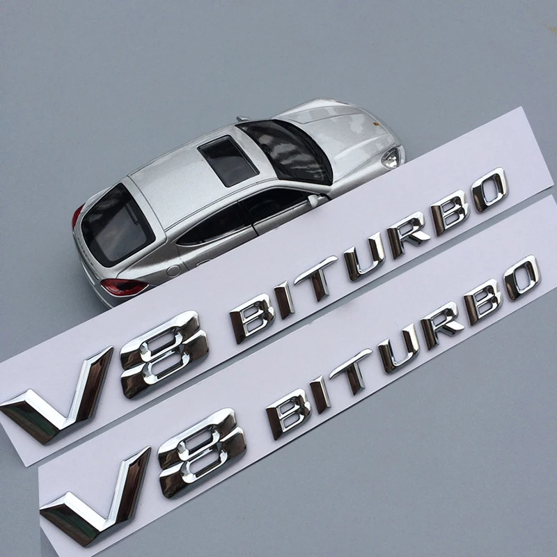 chrome Vent Fender отделка эмблемы лезвие логотип V8 BITURBO 4matic+ для Mercedes Benz AMG V8 C200 C300 E300 E400 W213 стайлинга автомобилей сбоку Стикеры - Цвет: chrome