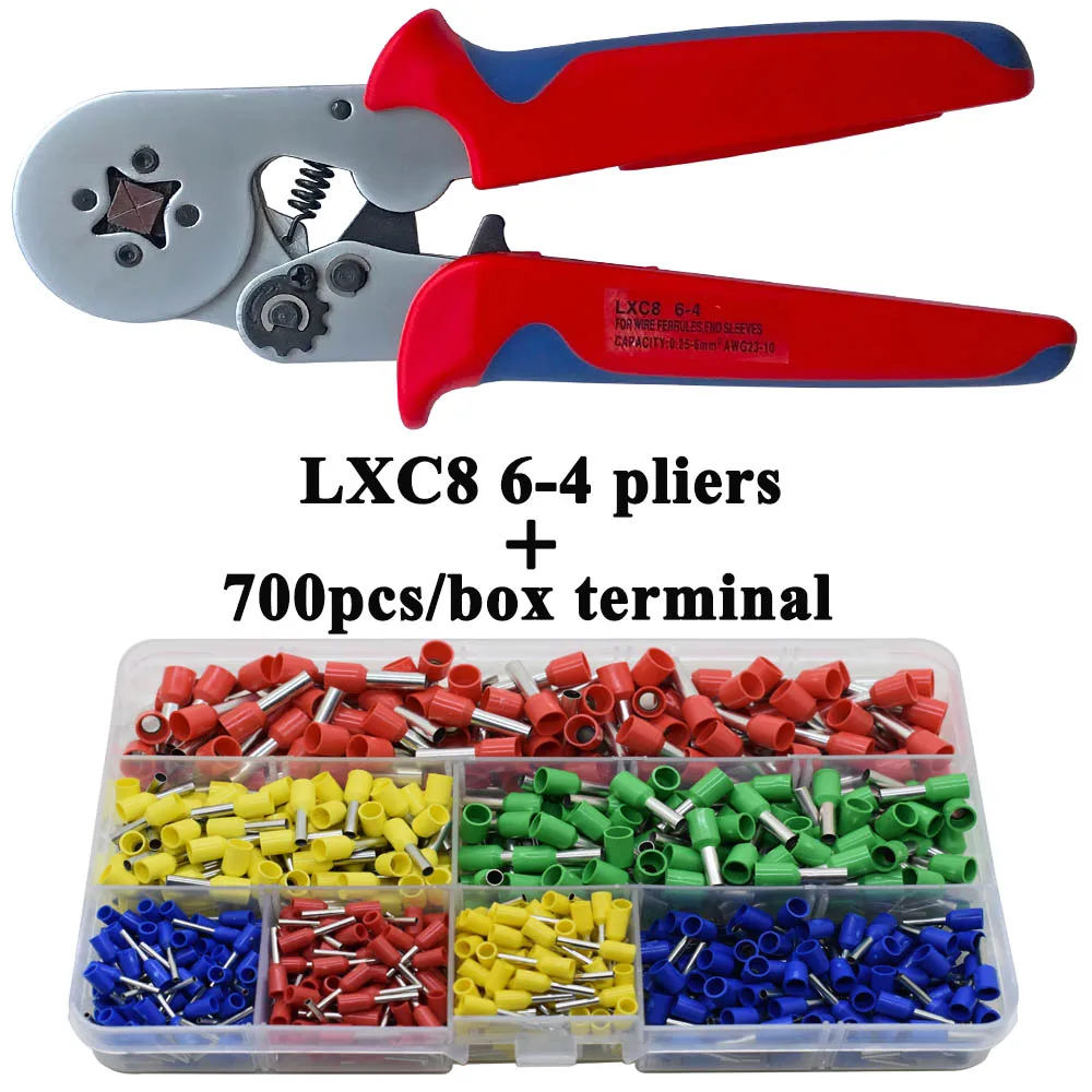LXC8 6-4R 700H LXC8 10С 0,25-10mm2 23-7AWG LXC8 6-4/6-4A 0,25-6mm2 LXC8 16-4 обжимные клещи электрическая трубка Клеммы Коробка мини фирменный Зажим инструменты - Цвет: LXC8 6-4R 700H