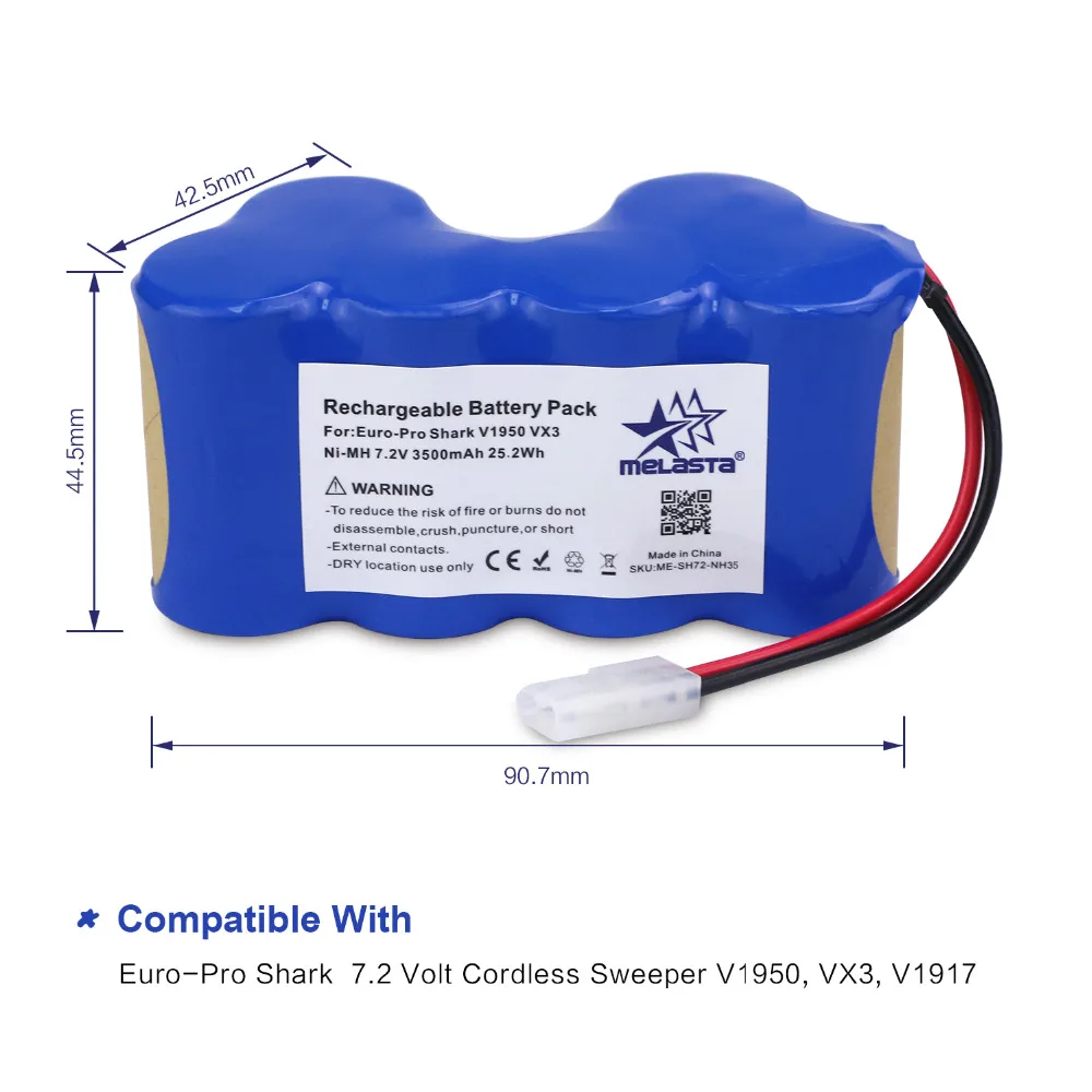 Cncool 7 2 v 3500 mAh евро-Pro Акула Замена Батарея для Cordless Sweeper V1950 V1917 VX3 заменяет XB1918 |