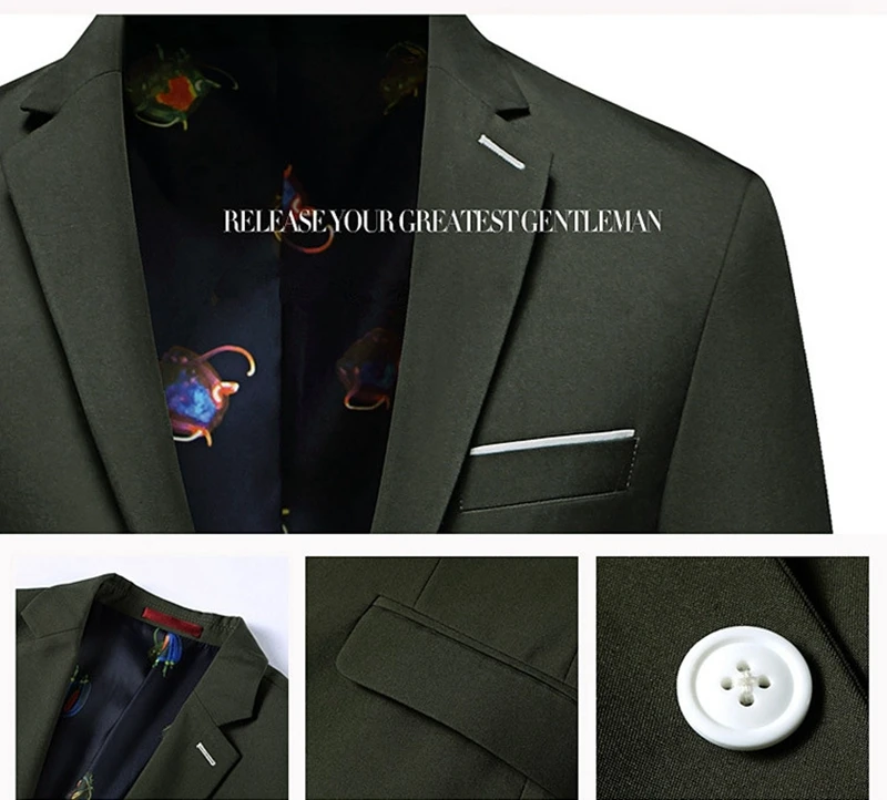 One Button Blazers Men Suits Luxury Solid Color Slim Fit Male Wedding Jacket Coat Plus Size M-4XL | Мужская одежда