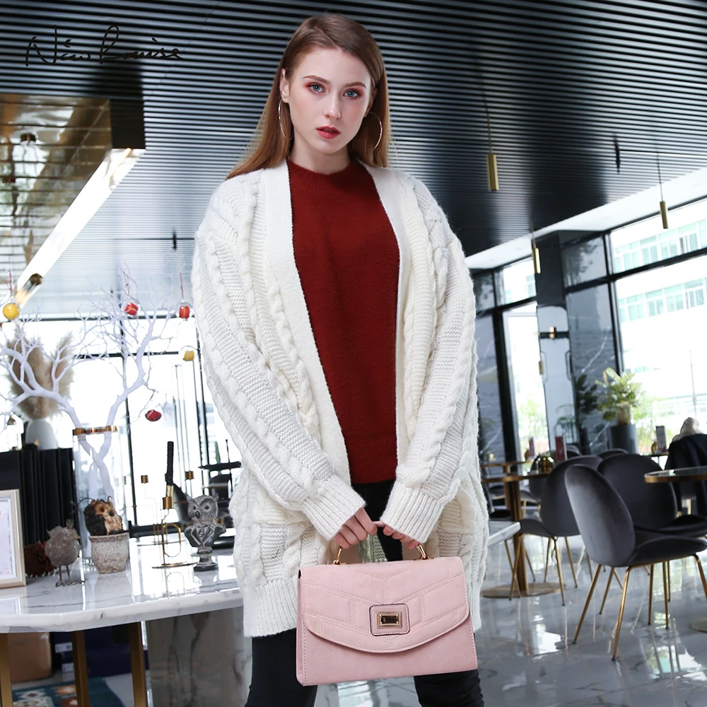 Женский Повседневный длинный кардиган вязаный оверсайз с длинным рукавом