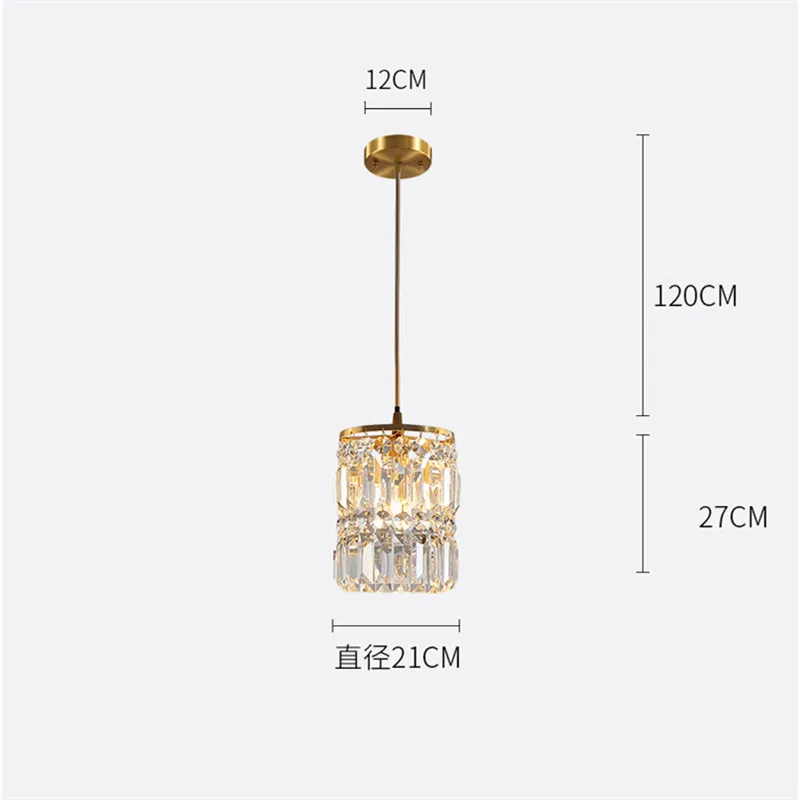 

All-Copper Post-Modern Small Chandelier Simple Light Luxury Crystal Restaurant Bar Creative Personality Bedside Chandelier